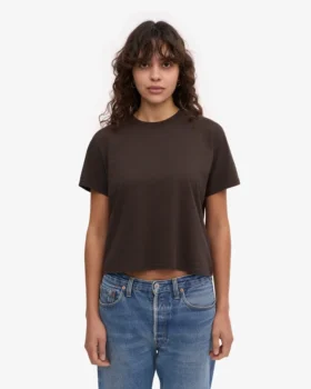 Camiseta corta holgada de algodón orgánico – Marrón café
