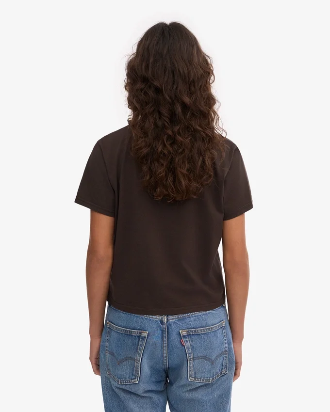 Camiseta corta holgada de algodón orgánico - Marrón café
