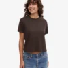 Camiseta corta holgada de algodón orgánico - Marrón café