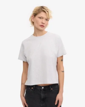 Camiseta corta holgada de algodón orgánico – Mezcla de colores nieve