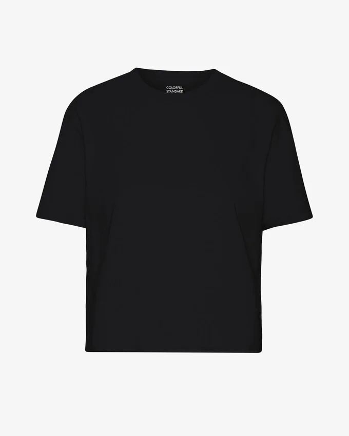Camiseta corta holgada de algodón orgánico - Negro intenso
