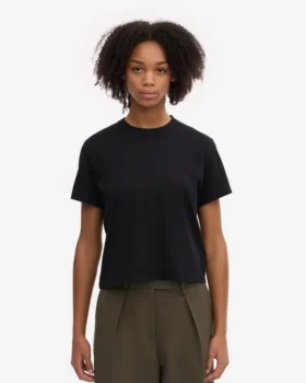 Camiseta corta holgada de algodón orgánico – Negro intenso