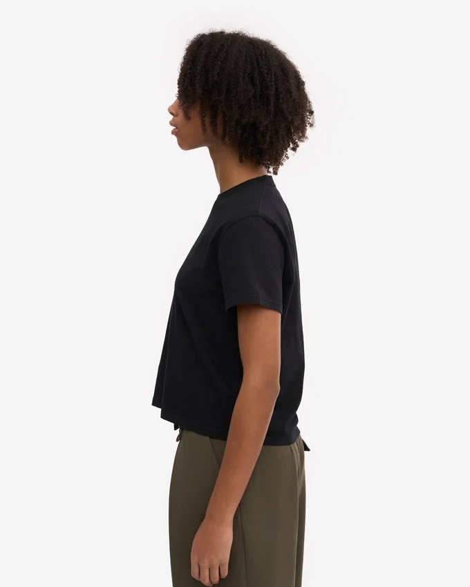 Camiseta corta holgada de algodón orgánico - Negro intenso