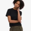 Camiseta corta holgada de algodón orgánico - Negro intenso
