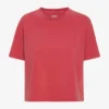 Camiseta corta holgada de algodón orgánico - Rojo descolorido