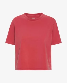 Camiseta corta holgada de algodón orgánico - Rojo descolorido