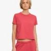 Camiseta corta holgada de algodón orgánico - Rojo descolorido