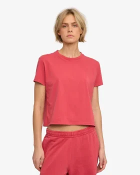 Camiseta corta holgada de algodón orgánico – Rojo descolorido