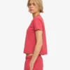 Camiseta corta holgada de algodón orgánico - Rojo descolorido