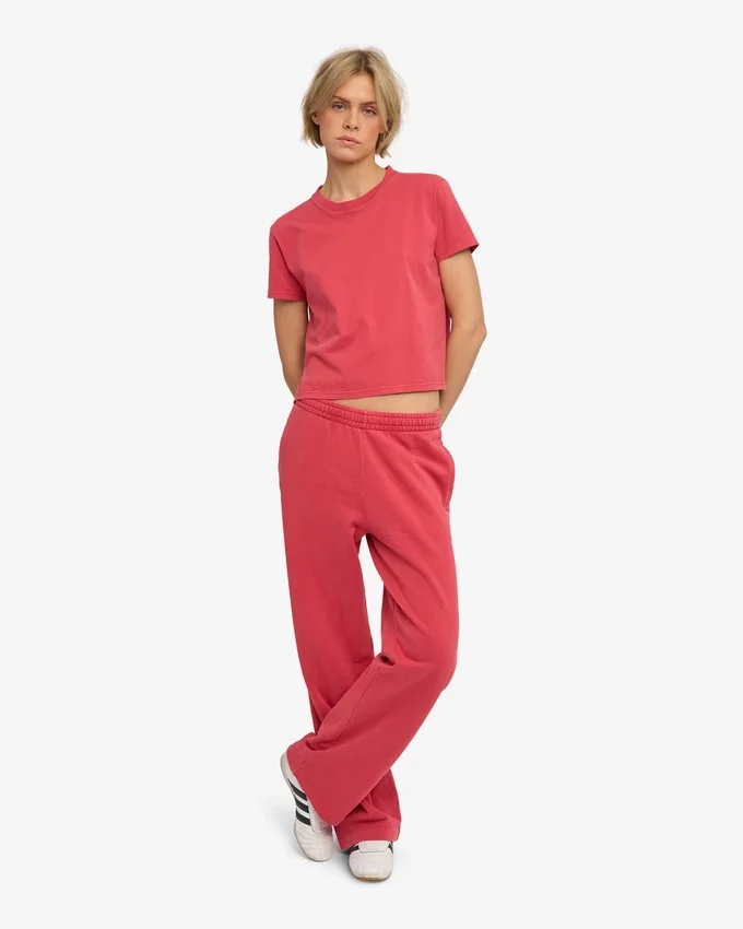 Camiseta corta holgada de algodón orgánico - Rojo descolorido