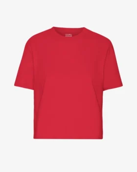 Camiseta corta holgada de algodón orgánico - Rojo escarlata