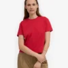 Camiseta corta holgada de algodón orgánico - Rojo escarlata