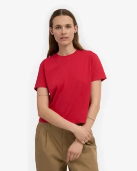 Camiseta corta holgada de algodón orgánico – Rojo escarlata