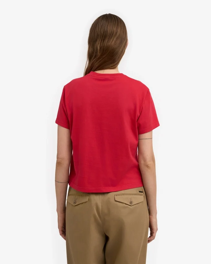 Camiseta corta holgada de algodón orgánico - Rojo escarlata