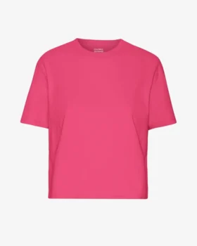 Camiseta corta holgada de algodón orgánico - Rosa chicle