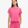 Camiseta corta holgada de algodón orgánico - Rosa chicle