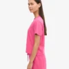 Camiseta corta holgada de algodón orgánico - Rosa chicle
