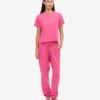 Camiseta corta holgada de algodón orgánico - Rosa chicle