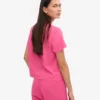 Camiseta corta holgada de algodón orgánico - Rosa chicle
