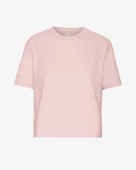 Camiseta corta holgada de algodón orgánico - Rosa descolorido