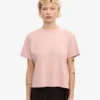 Camiseta corta holgada de algodón orgánico - Rosa descolorido