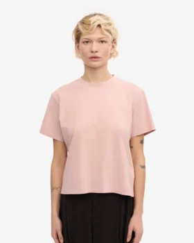Camiseta corta holgada de algodón orgánico – Rosa descolorido