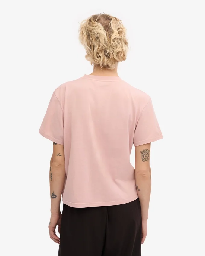 Camiseta corta holgada de algodón orgánico - Rosa descolorido