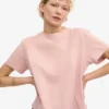 Camiseta corta holgada de algodón orgánico - Rosa descolorido