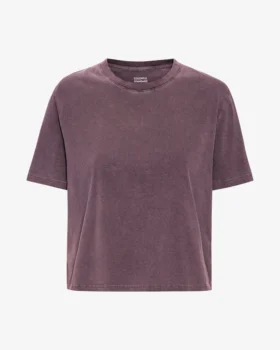 Camiseta corta holgada de algodón orgánico - Uva descolorida