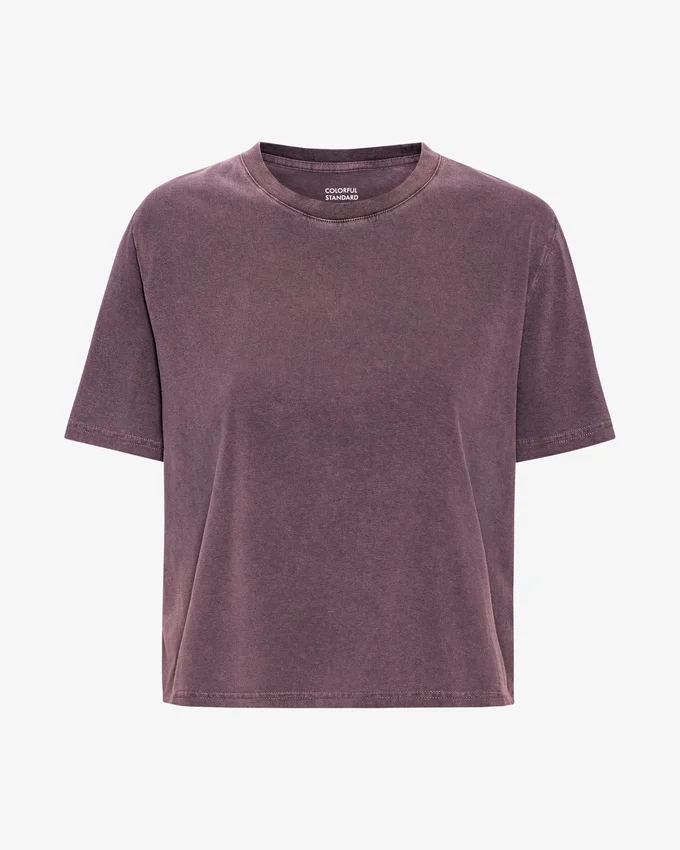 Camiseta corta holgada de algodón orgánico - Uva descolorida