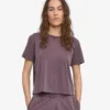 Camiseta corta holgada de algodón orgánico - Uva descolorida