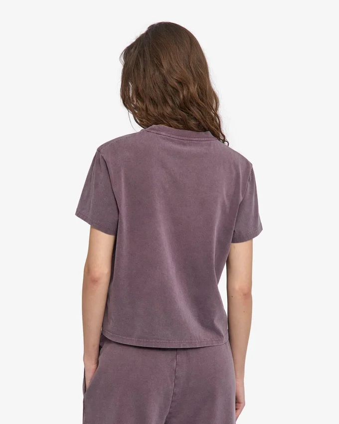 Camiseta corta holgada de algodón orgánico - Uva descolorida