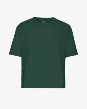 Camiseta corta holgada de algodón orgánico - Verde esmeralda