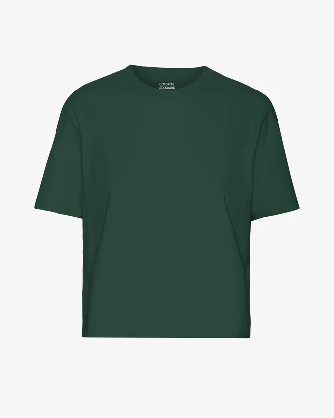 Camiseta corta holgada de algodón orgánico - Verde esmeralda
