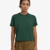 Camiseta corta holgada de algodón orgánico - Verde esmeralda