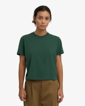 Camiseta corta holgada de algodón orgánico – Verde esmeralda
