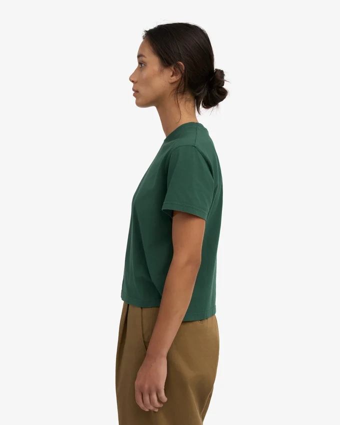 Camiseta corta holgada de algodón orgánico - Verde esmeralda