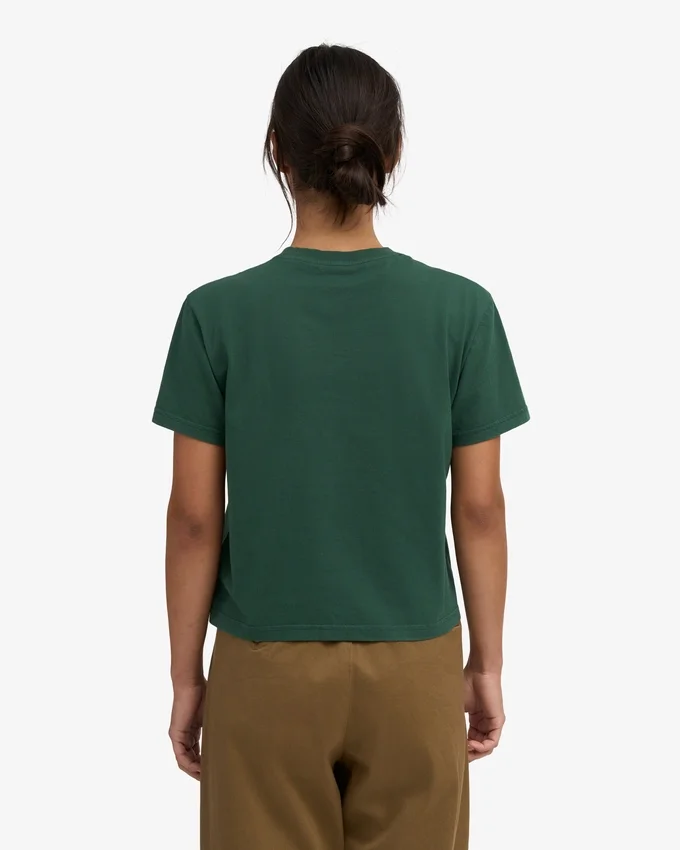 Camiseta corta holgada de algodón orgánico - Verde esmeralda