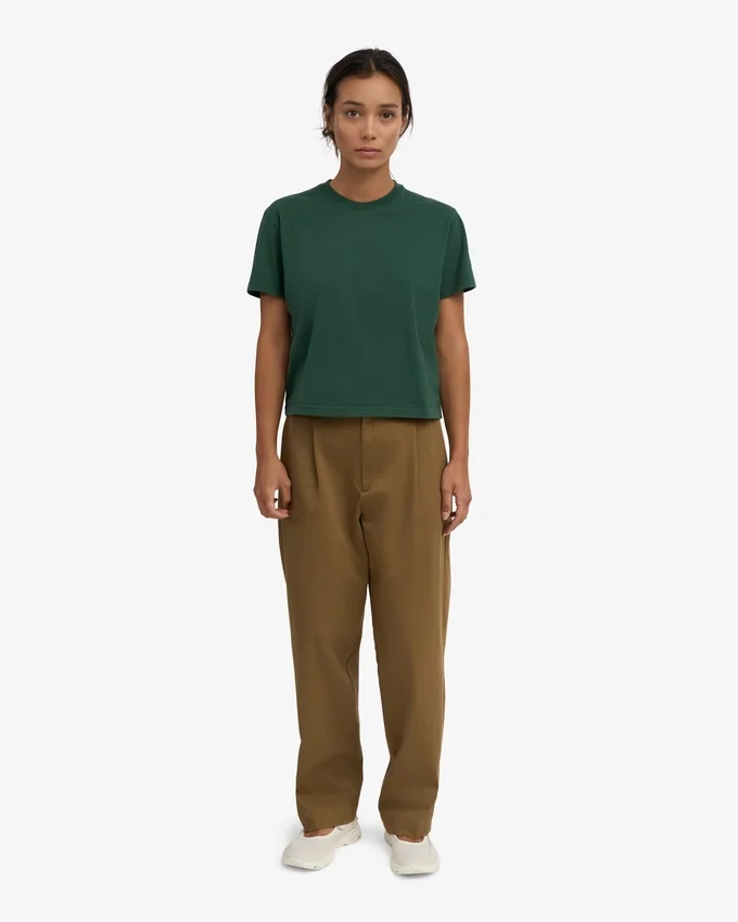 Camiseta corta holgada de algodón orgánico - Verde esmeralda