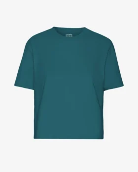 Camiseta corta holgada de algodón orgánico - Verde océano