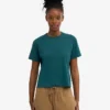 Camiseta corta holgada de algodón orgánico - Verde océano