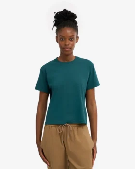 Camiseta corta holgada de algodón orgánico – Verde océano