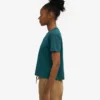 Camiseta corta holgada de algodón orgánico - Verde océano