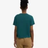 Camiseta corta holgada de algodón orgánico - Verde océano