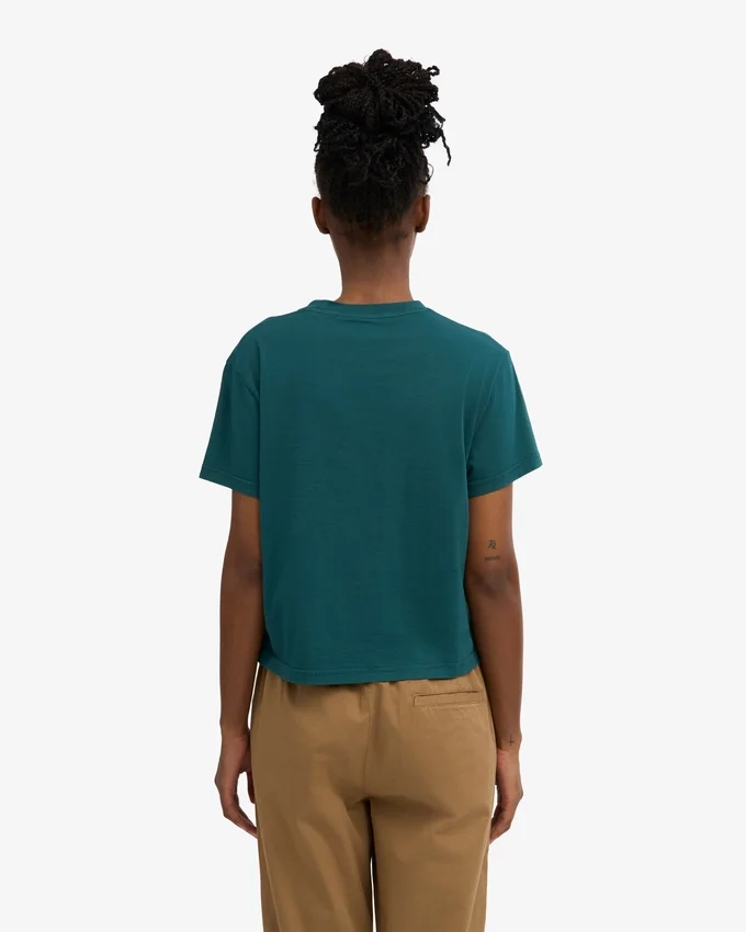 Camiseta corta holgada de algodón orgánico - Verde océano