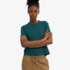 Camiseta corta holgada de algodón orgánico - Verde océano