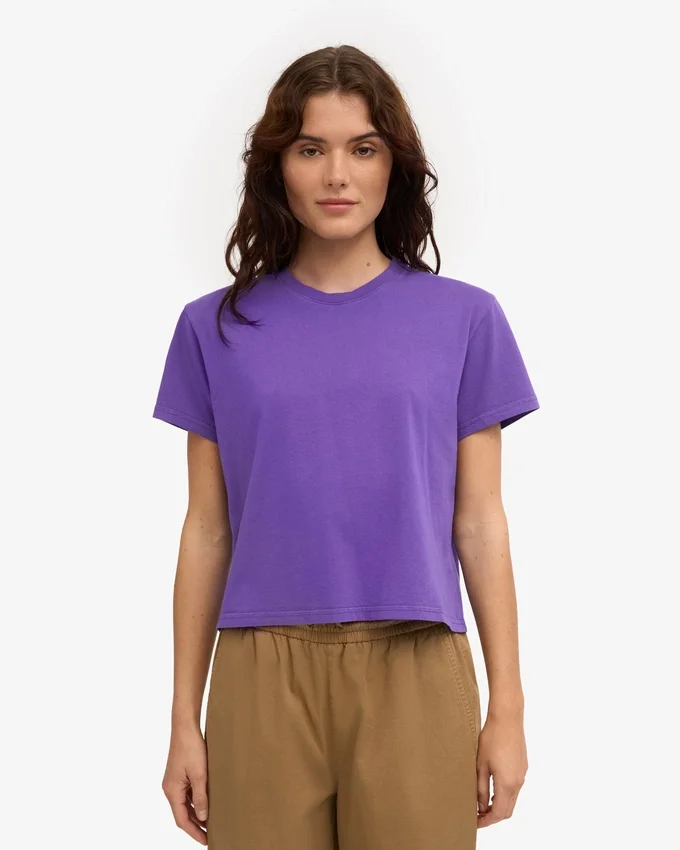 Camiseta corta holgada de algodón orgánico - Violeta ultravioleta