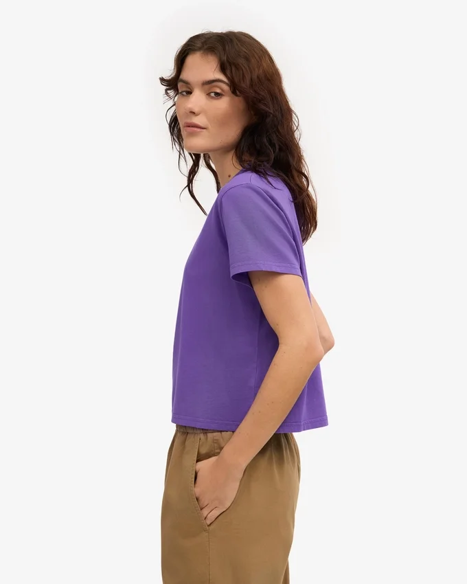Camiseta corta holgada de algodón orgánico - Violeta ultravioleta