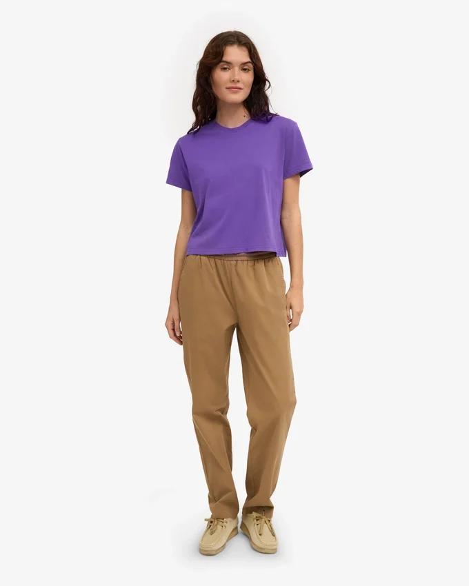 Camiseta corta holgada de algodón orgánico - Violeta ultravioleta