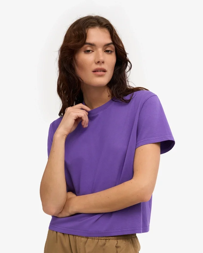 Camiseta corta holgada de algodón orgánico - Violeta ultravioleta